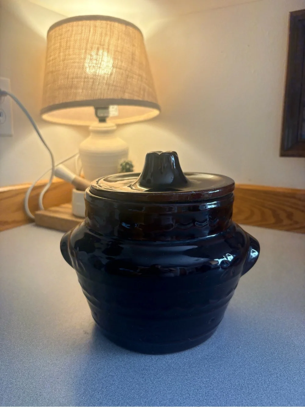 Vintage Marcrest Stoneware Daisy Designed Crock Jar with Lid